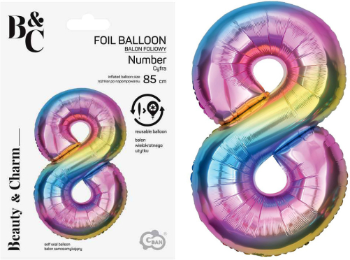 Tal ballon 8 regnbue 85 cm