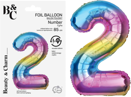 Tal ballon 2 regnbue 85 cm
