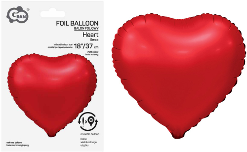 Folieballon hjerte mat rød