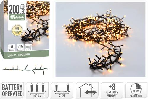 Snake lyskæde 200 LED t/batteri