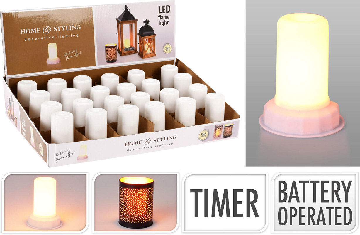 LED flame light med timer