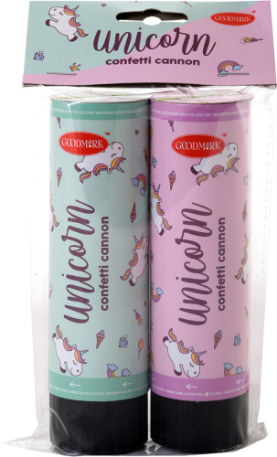 Konfettirør Unicorn 15 cm 2-pak