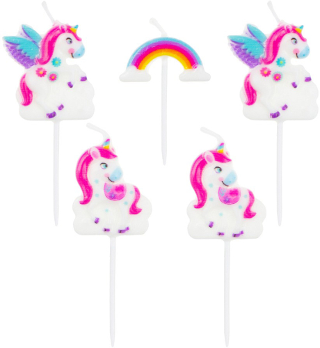 Unicorn fødselsdagslys 5-pak