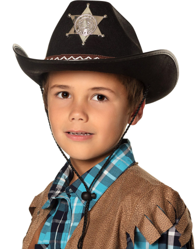 Cowboyhat sherif sort, børne