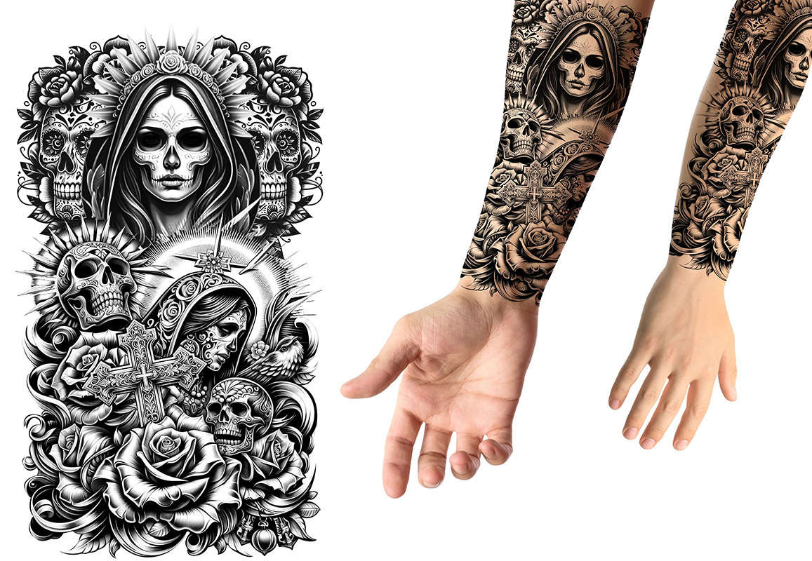 Tatovering 30x14 cm Day of Dead