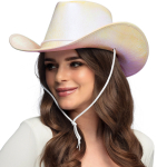 Cowboyhat hvid iriserende