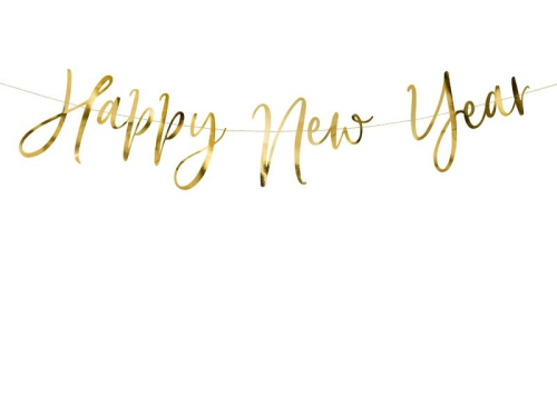 Happy New Year guirlande 2m guld