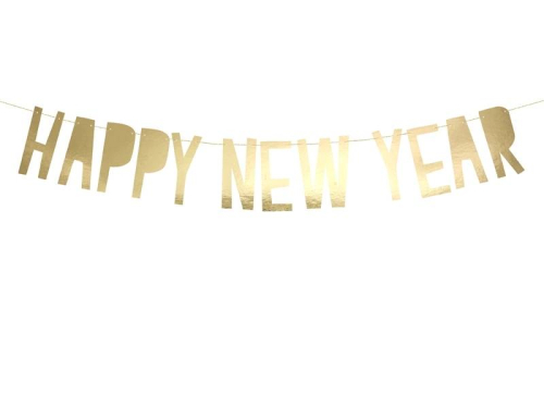 Happy New Year banner, guld