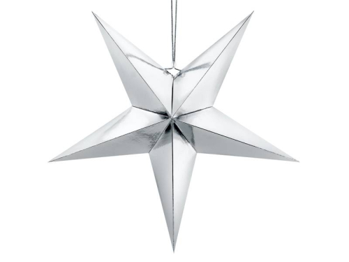 Deko stjerne papir 70 cm, sølv