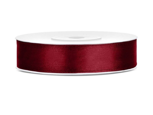 Silkebånd mørkerød 12 mm x 25 m