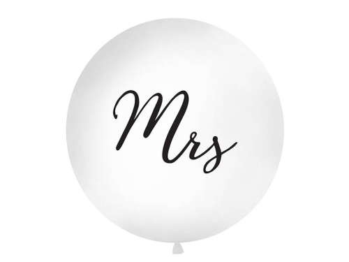 Ballon rund 1 m hvid Mrs