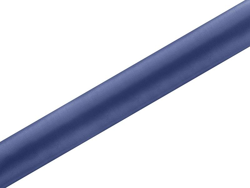 Satin stof 36 cm x 9 m mørkeblå