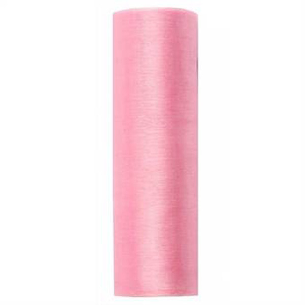 Organza stof 16 cm x 9 m lyserød