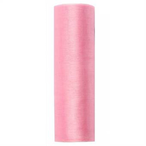 Organza stof 16 cm x 9 m lyserød
