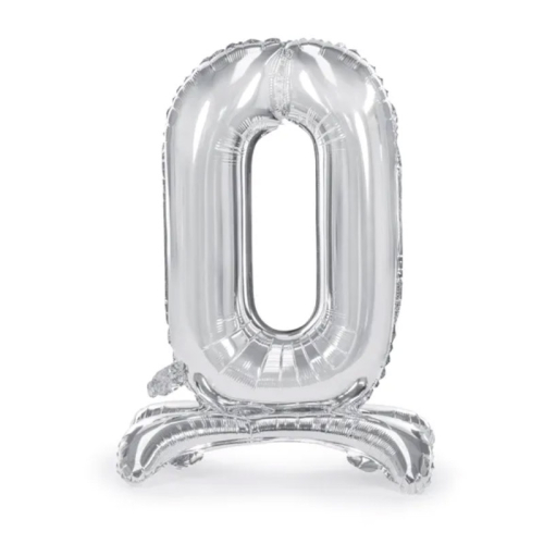 Tal ballon 0 sølv 70 cm, stående