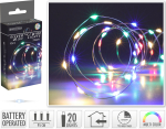 Lyskæde sølv-wire 20 LED multi