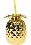 Ananas krus med sugerør, guld