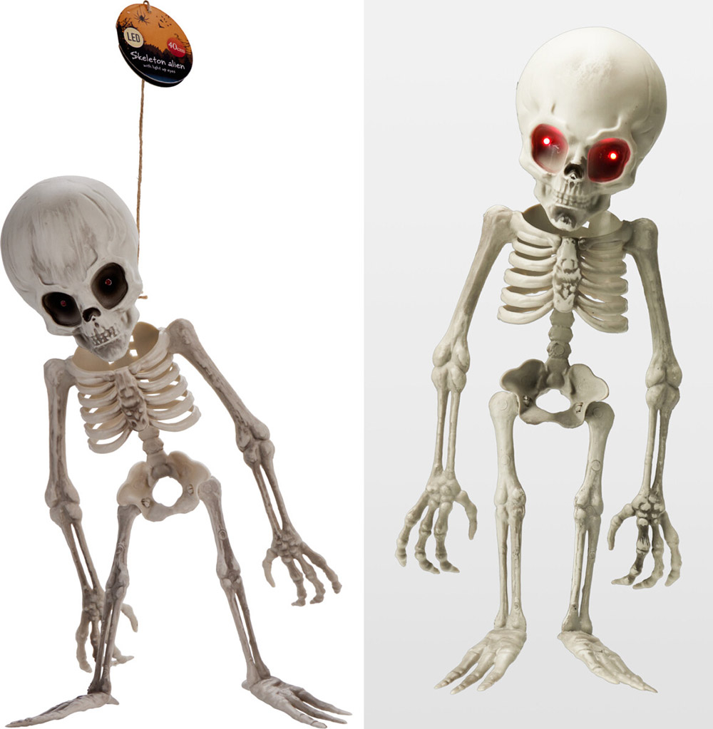 Alien skelet med lys i øjnene
