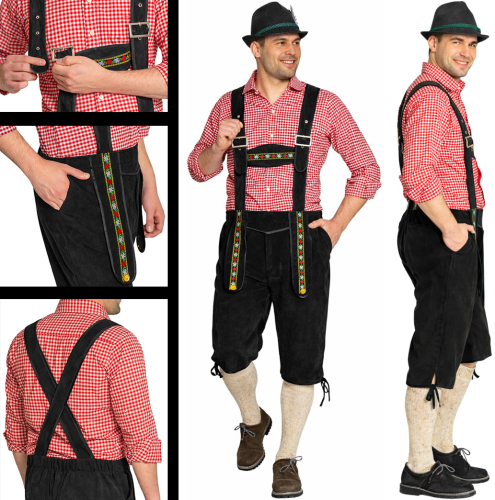 Lederhosen lang sort, XL
