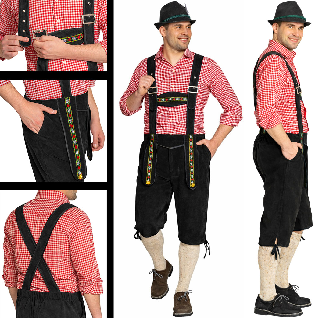Lederhosen lang sort, M