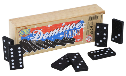 Domino spil i træ-æske