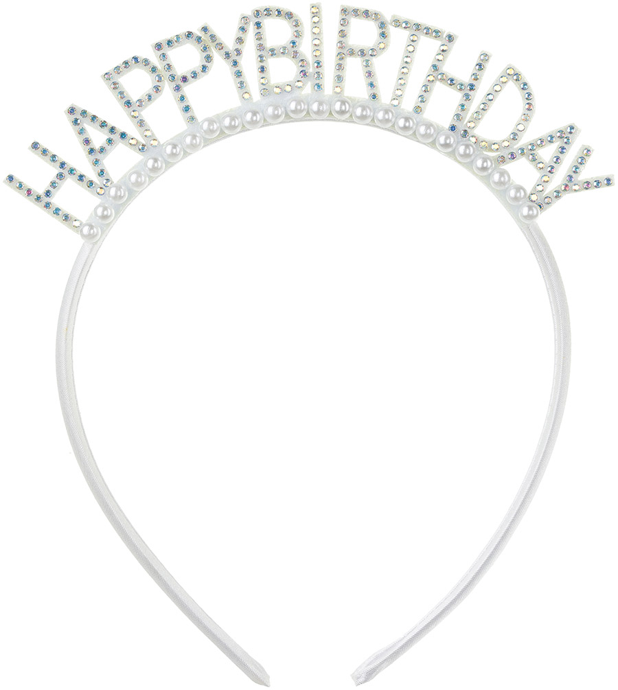 Happy Birthday hårbøjle, sølv