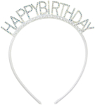 Happy Birthday hårbøjle, sølv