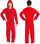 Jumpsuit m/hætte, rød, 14-16 år