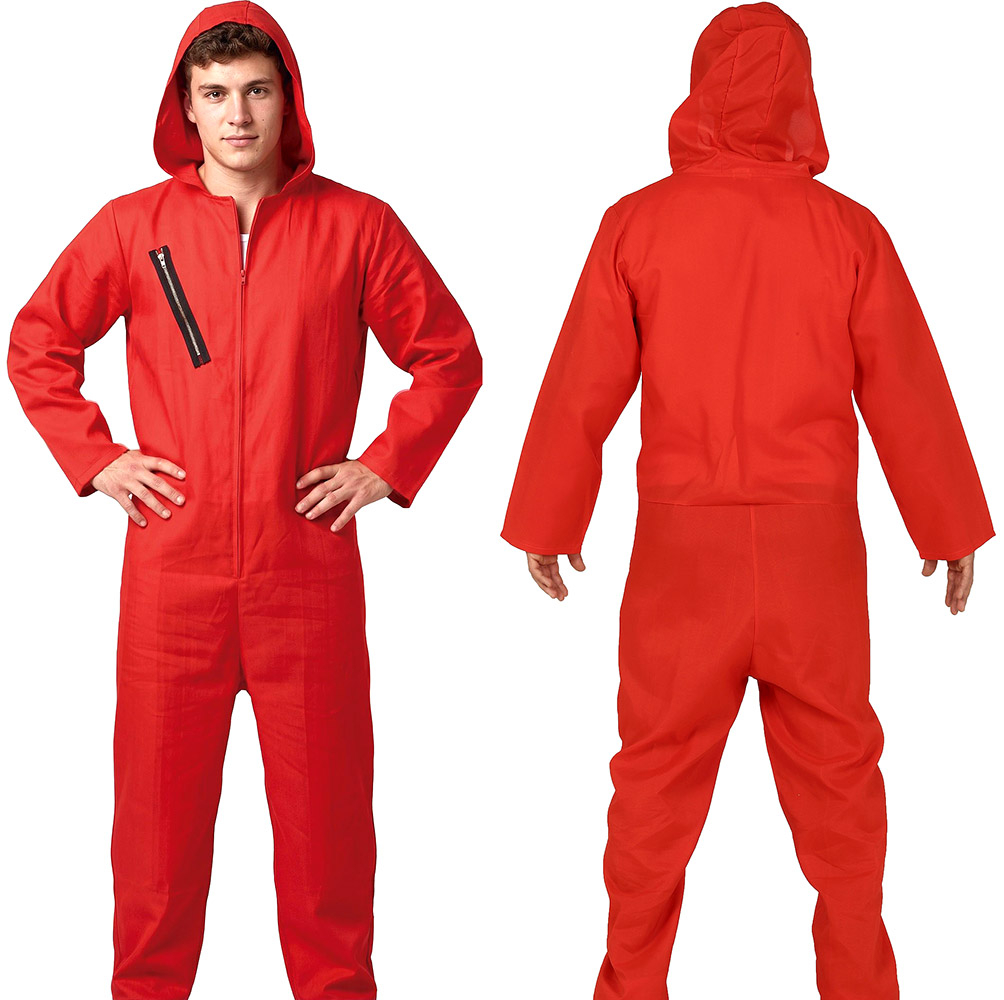 Jumpsuit med hætte, rød, S