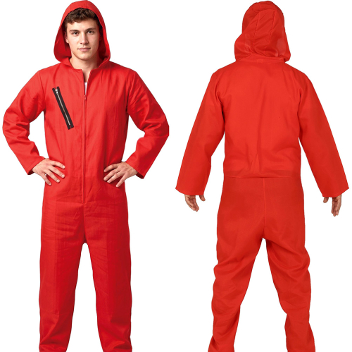 Jumpsuit med hætte, rød, S