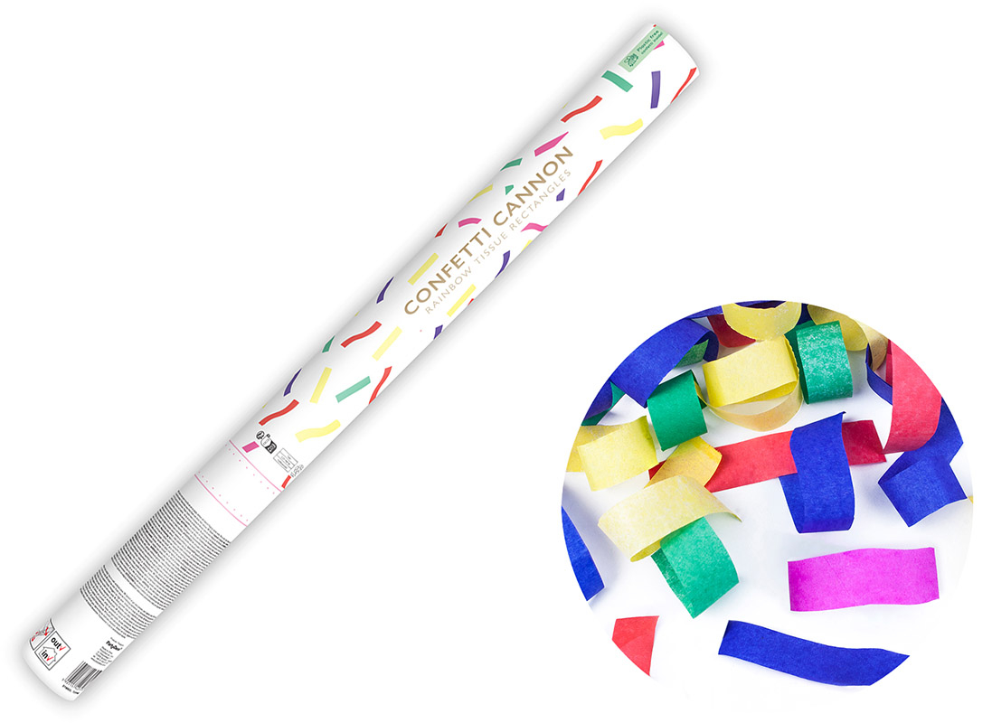Konfettirør kulørt papir 60 cm