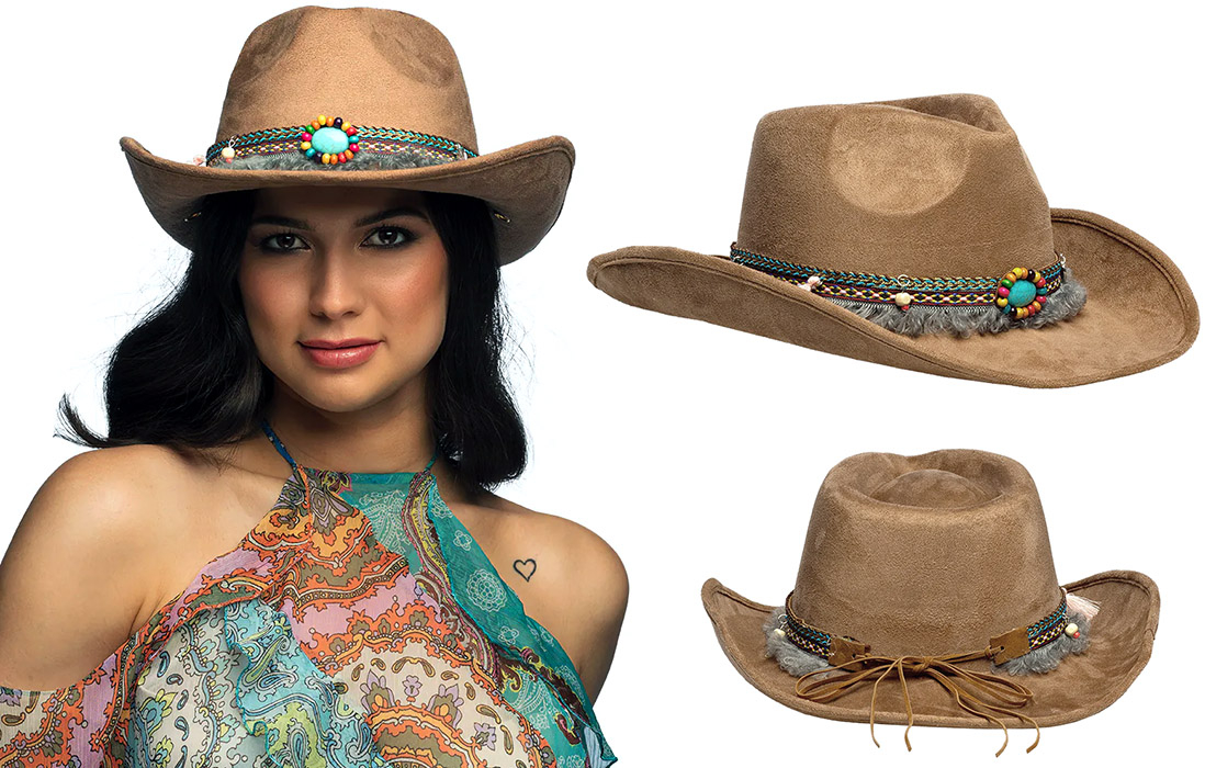 Cowboyhat native hattebånd, brun