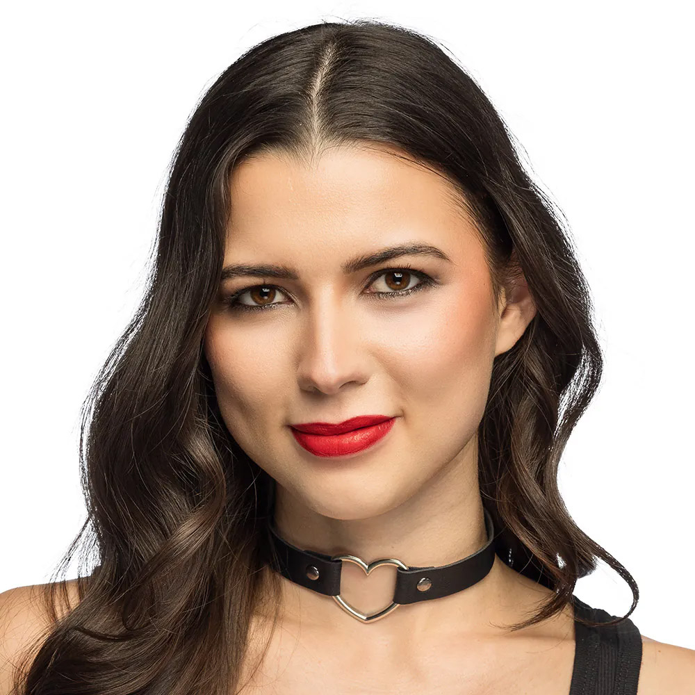 Choker halsbånd med hjerte, sort