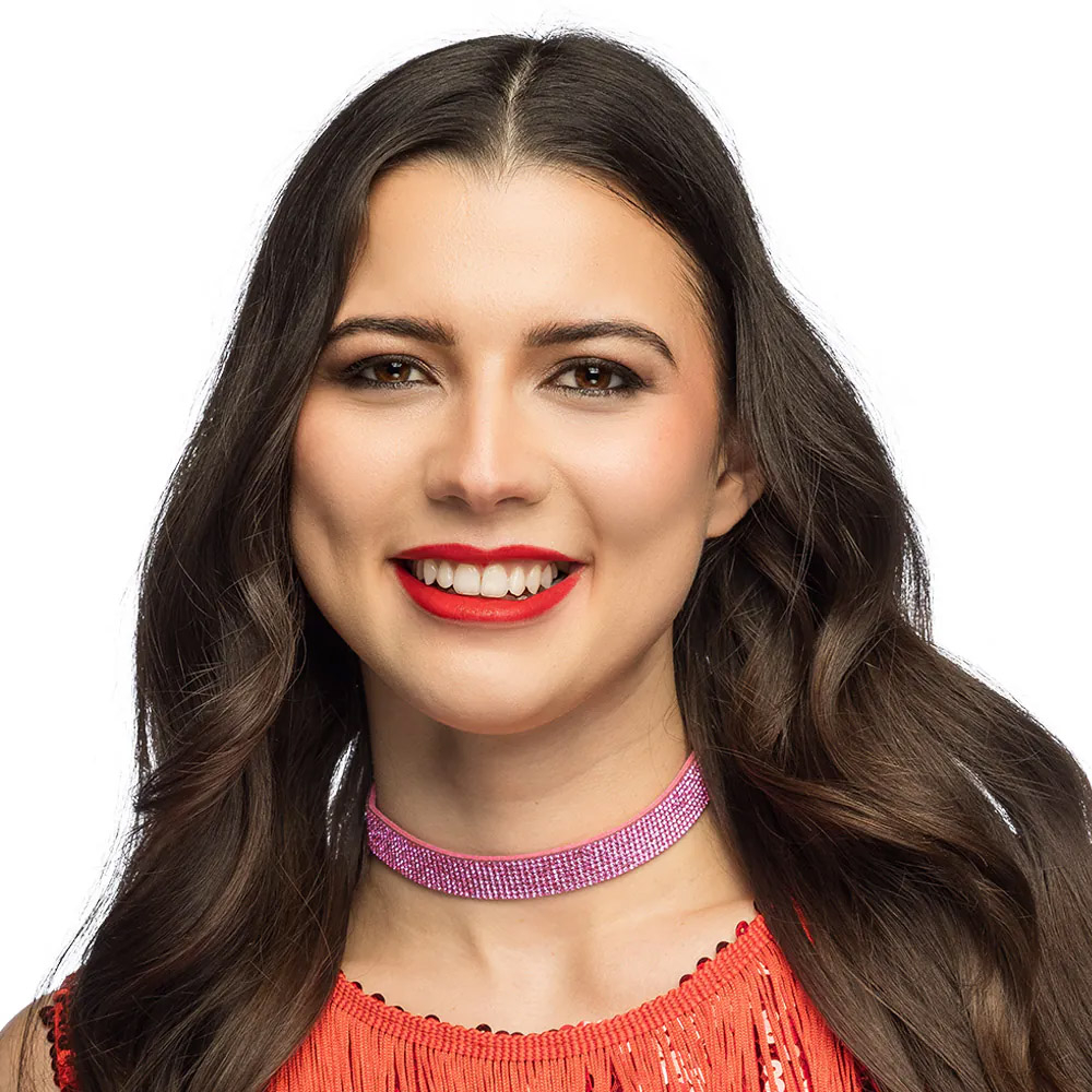 Choker halsbånd krystal, pink