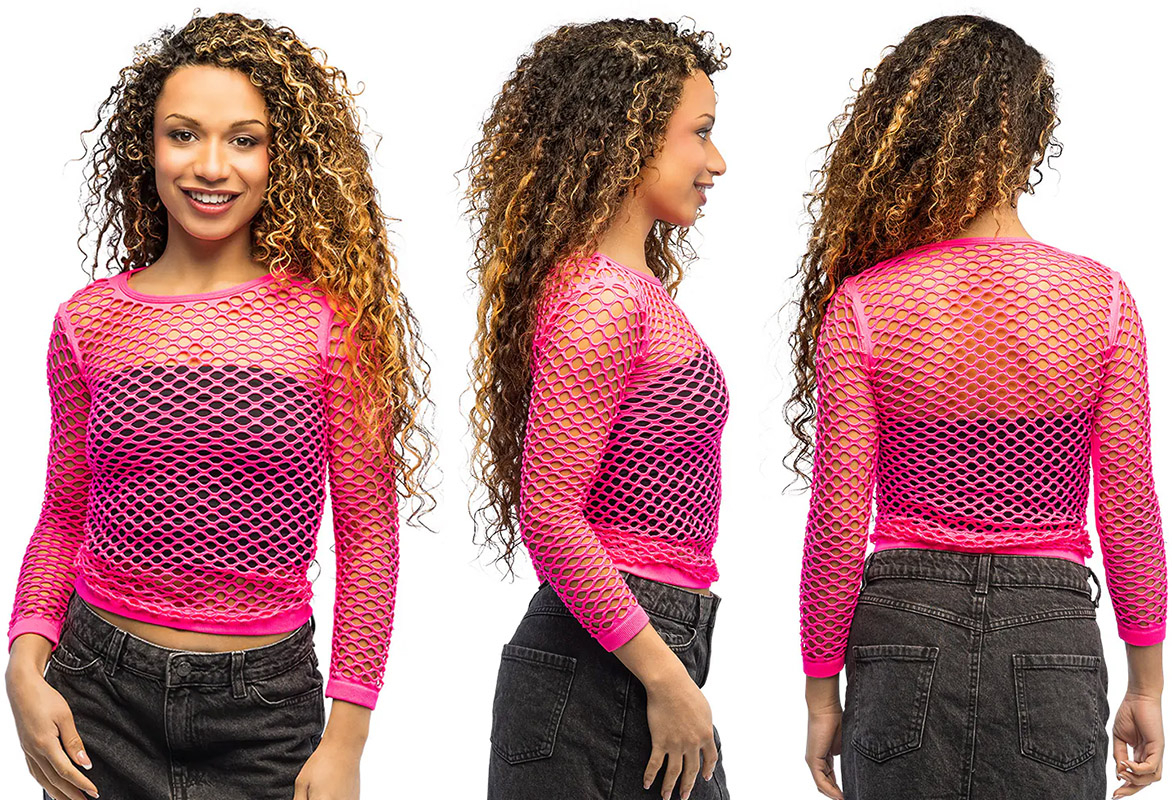 Nettrøje stretch neon pink, M