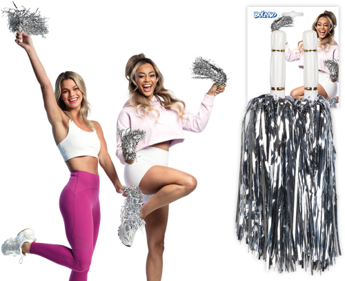 Cheerleader pom poms, sølv