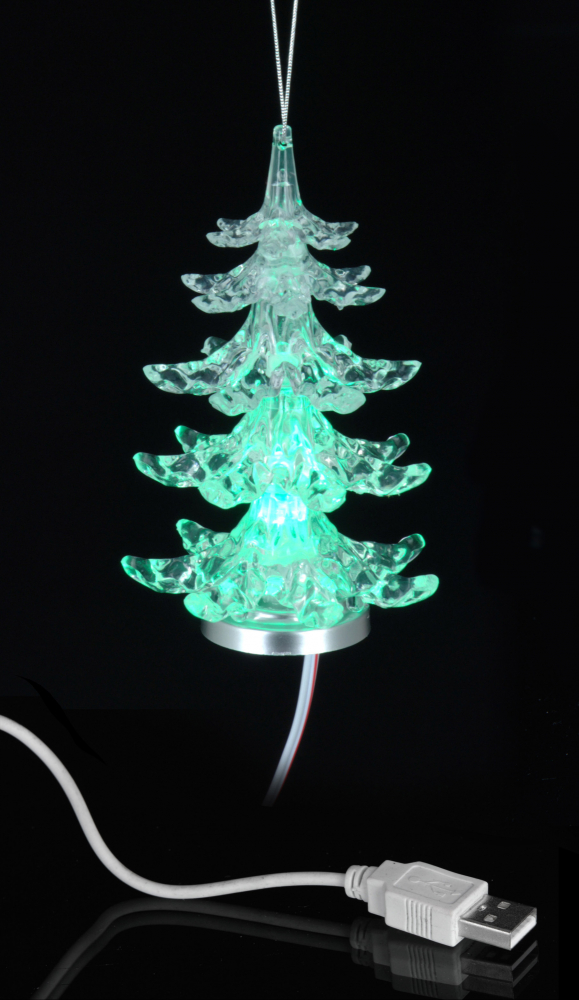 USB juletræ m/LED-lys 11 cm