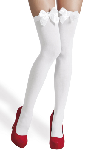 Stay-ups hvid med sløjfe