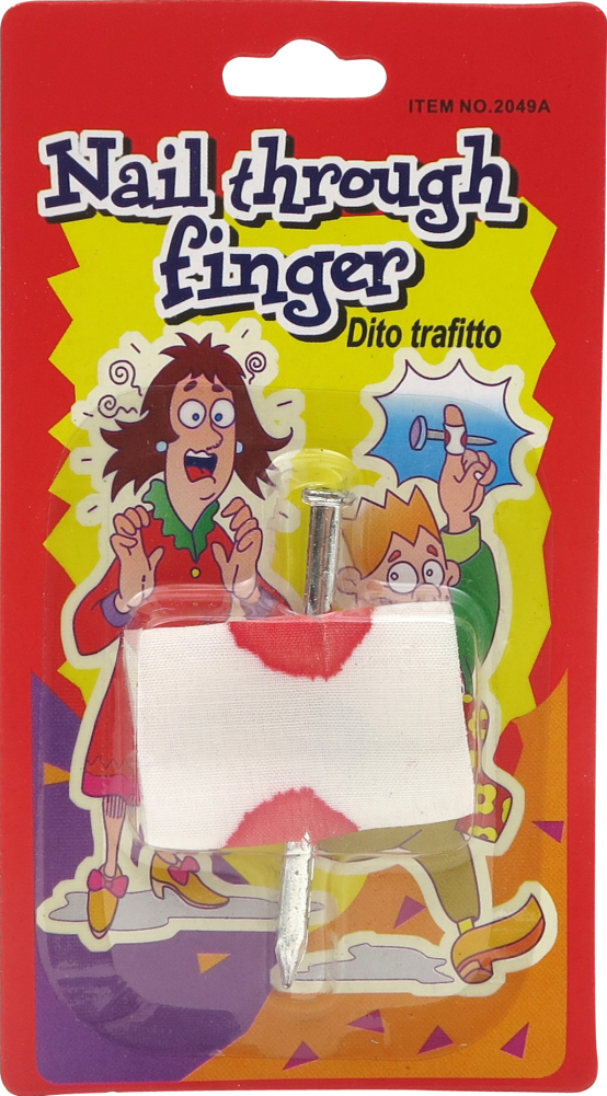 Spøg søm gennem finger
