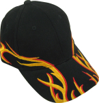 Sort cap m/flammer, barn