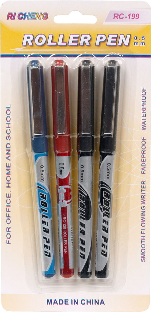 Rollerpen rød/sort/blå 4-pk