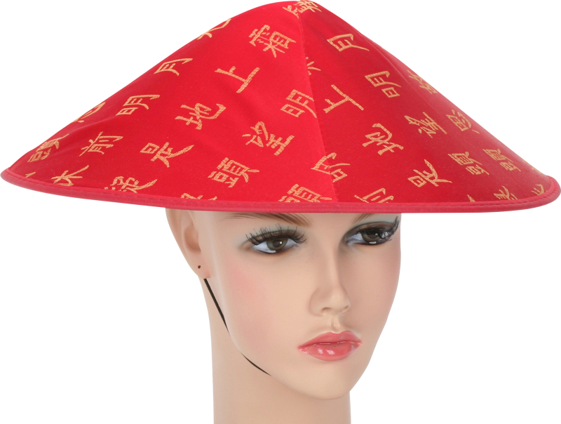 Billede af Kineser hat, rød silke