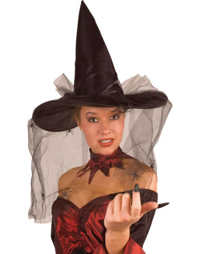 Heksehat slør m/edderkopper