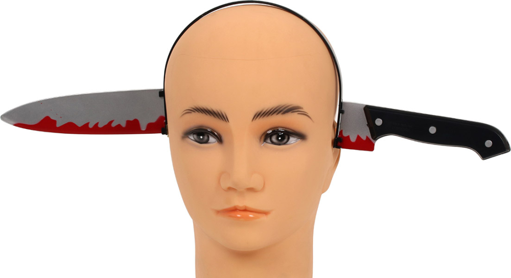 Blodig kniv på hårbøjle