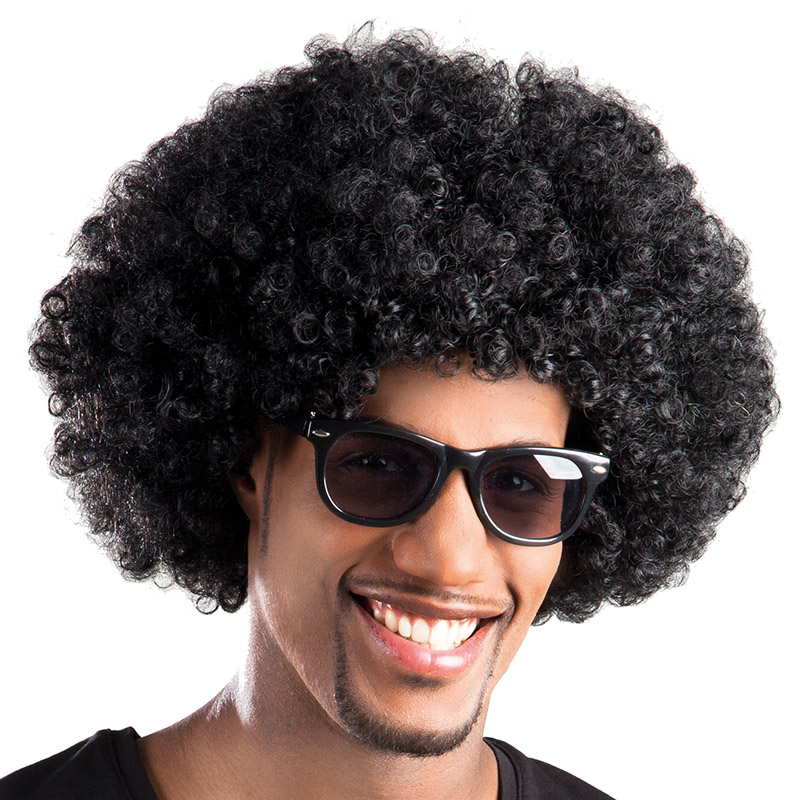 Afro paryk deluxe, sort