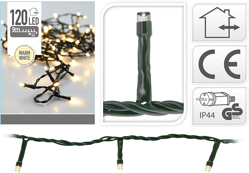 Lyskæde varm hvid 120 LED