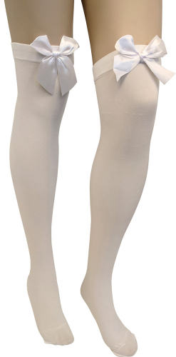 Stay-ups hvid med sløjfe