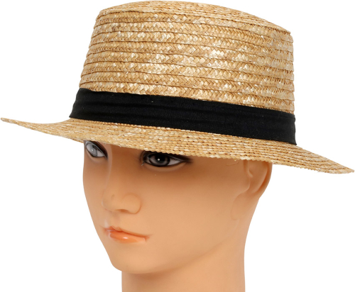 Stråhat med sort bånd