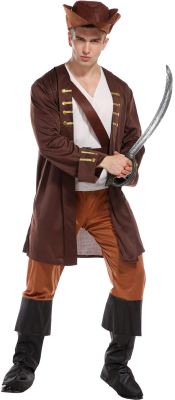 Pirat kostume, brun, str. M
