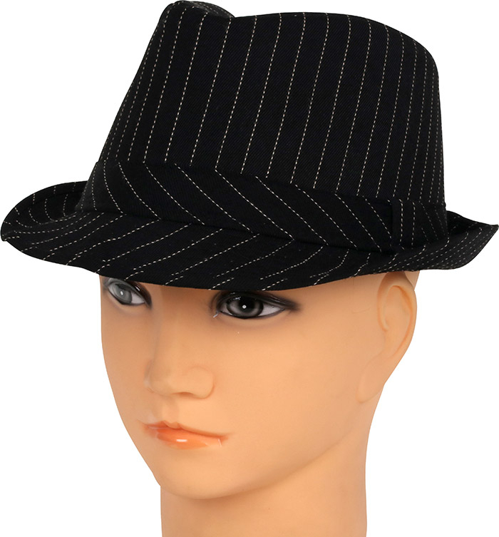 Fedora hat pinstripe, sort